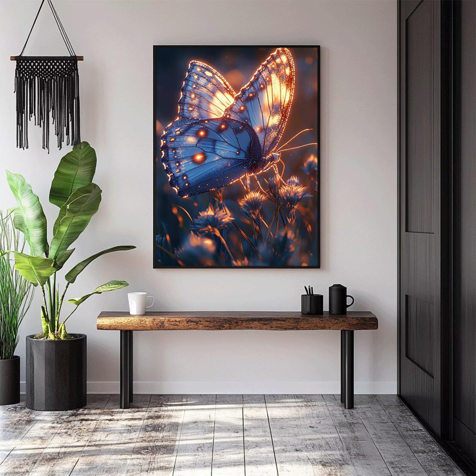 5D DIY Butterfly Diamond Painting Kit Kompletny zestaw 80 x 60 cm, malowanie diamentami Drzewo Rhinestone Kryształ górski Haft krzyżykowy Embroidery Zestaw na wiosnę nowoczesny obraz salon80 x 60 cm