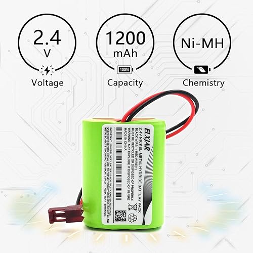 Miniatura 4 de Paquete de 2 baterías de iluminación de emergencia Ni-MH de 2.4 V 1200 mAh para Lithonia ELB2P401N, Powercell PCNA45-2-SR-LC, NIC1158, ANIC1158