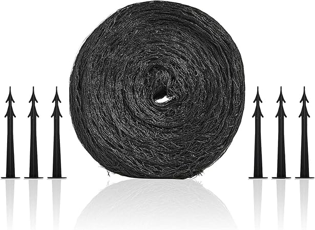 Image Swell UK Koi Pond Netting Kit Black Heavy Duty Woven Fine Mesh Net Cover for Leaves - Protects Koi Fish from Blue Heron Birds Cats Predators UV Protection - Reusable & Stakes Included (6x4)