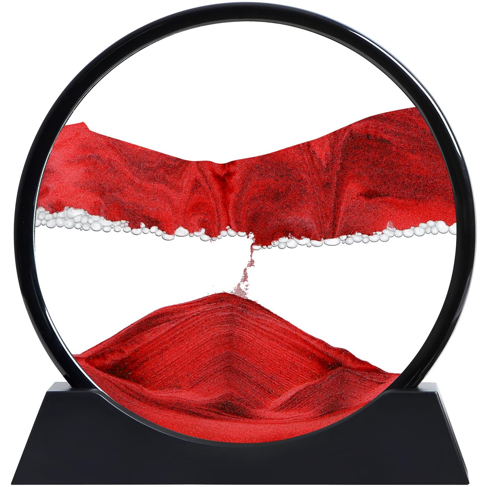 KPNUWN Moving Sand Art Liquid Motion, 3D Deep Sea Sandscape Color Quicksand Decor, Round Glass Moving Sand Art Picture Relaxing Desktop Home Office