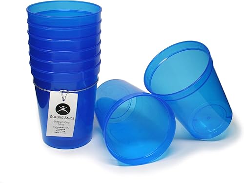 Rolling Sands Vasos de plástico reutilizables para estadio de 16 onzas, paquete de 8, fabricados en Estados Unidos, sin BPA, aptos para Rolling Sands Vasos de plástico reutilizables para estadio de 16 onzas, paquete de 8, fabricados en Estados Unidos, sin BPA, aptos para