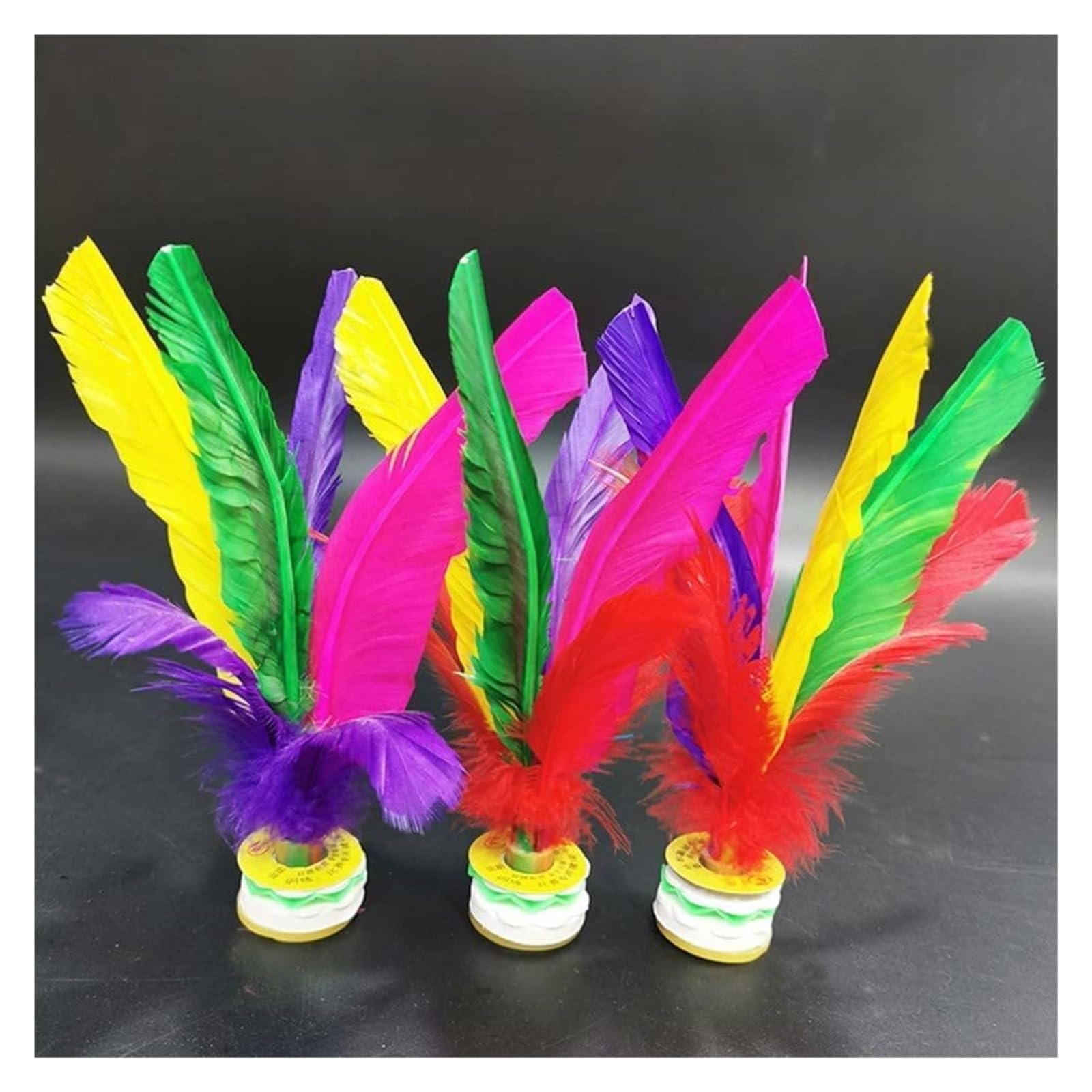 Jianzi Cinesi: Set Da 6 Volanti Colorati In Piuma Per Giochi All'Aperto, Altezza 21 Cm