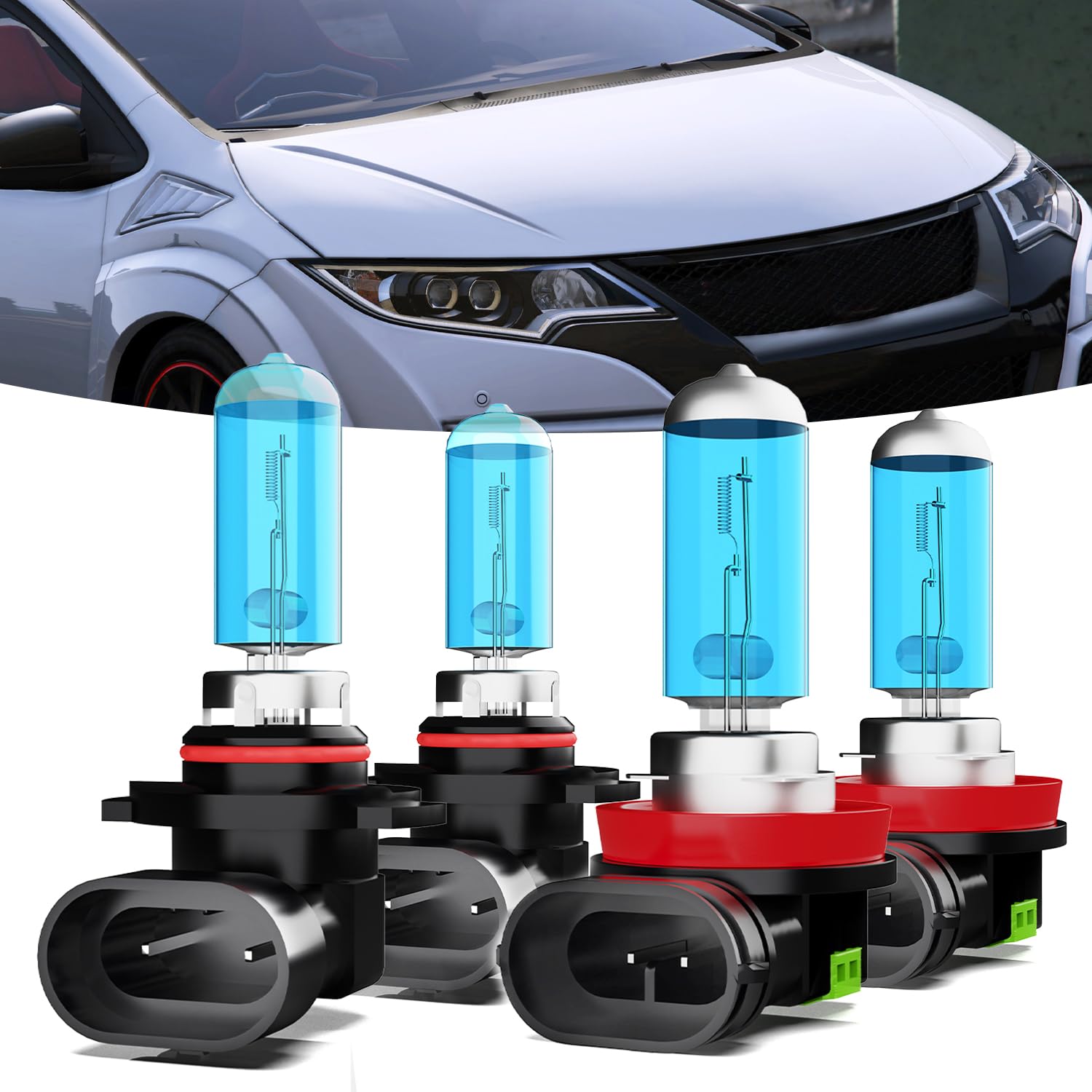 TTDBDAN Headlights Fit for Honda Civic 2014-2015 Coupe & 2016-2020 Halogen Headlight Bulbs,9005/HB3/H10 High Beam + H11/H8/H9 Low Beam Headlight Bulbs