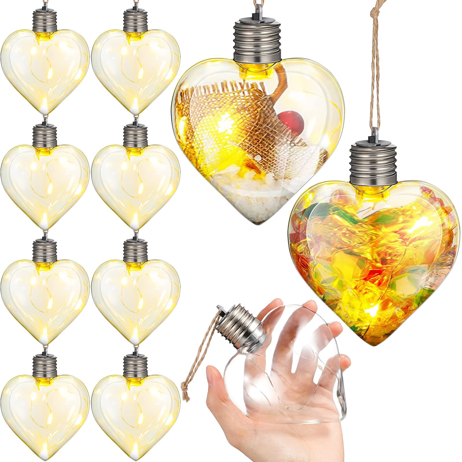 Buy LED Christmas Fillable Light Bulb Hanging Tree Ornaments, Heart Ball Clear Plastic Fillable