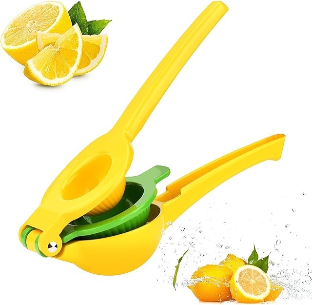 FUKTSYSM Lemon Squeezer - New Top Metal Citrus Squeezer 2 in 1 Lemon Juicer/Lime Squeezer, Robust Design, Anti corrosion and Dishwasher Safe, Faster, More Efficient Juicing