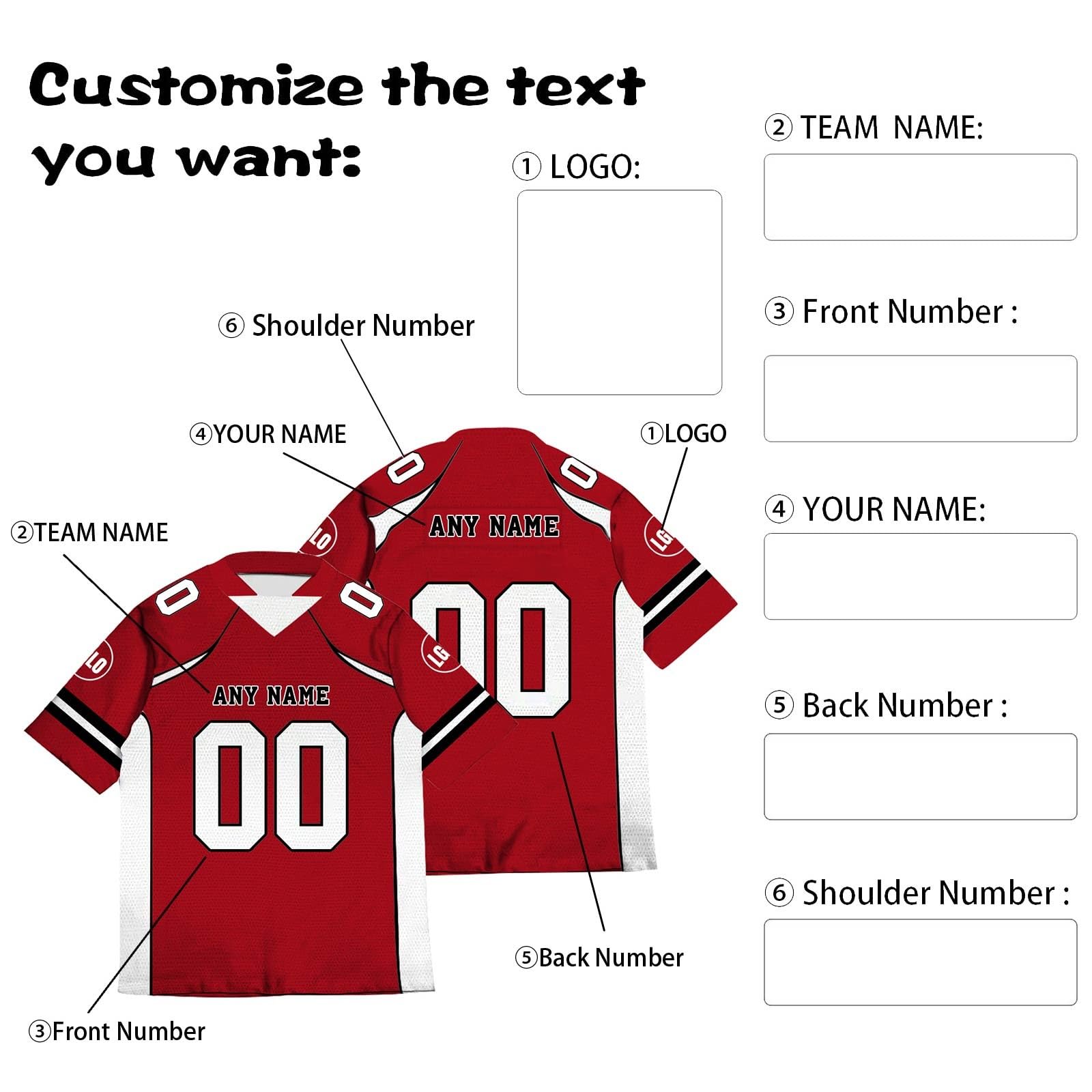 Magliette Personalizzate Maglie da Football Americano Magliette Sportive Unisex ad Asciugatura Rapida, Adatte per allenamenti e Partite Stampa Personalizzata di Nome e Numero