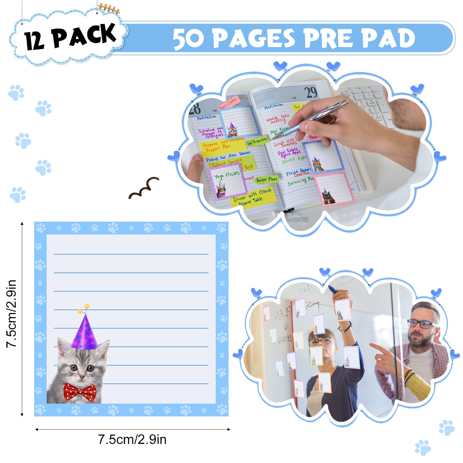 Snapklik.com : Handepo 12 Pack Cat Sticky Notes Small To Do List ...