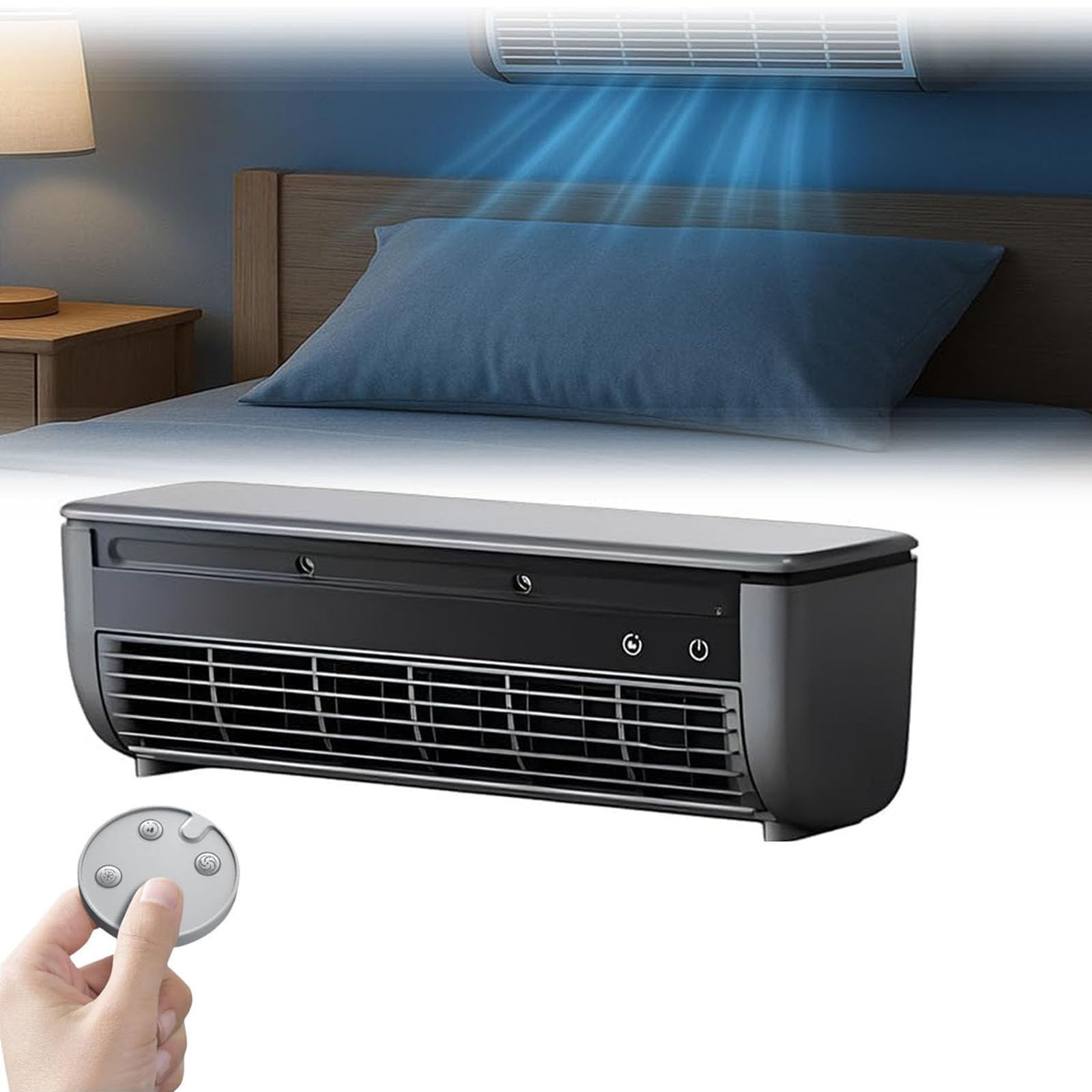 Acondicionador de aire portátil de montaje en pared, ventilador de enfriamiento eléctrico recargable con 3 velocidades para dormitorio, oficina, sala de estar, cocina