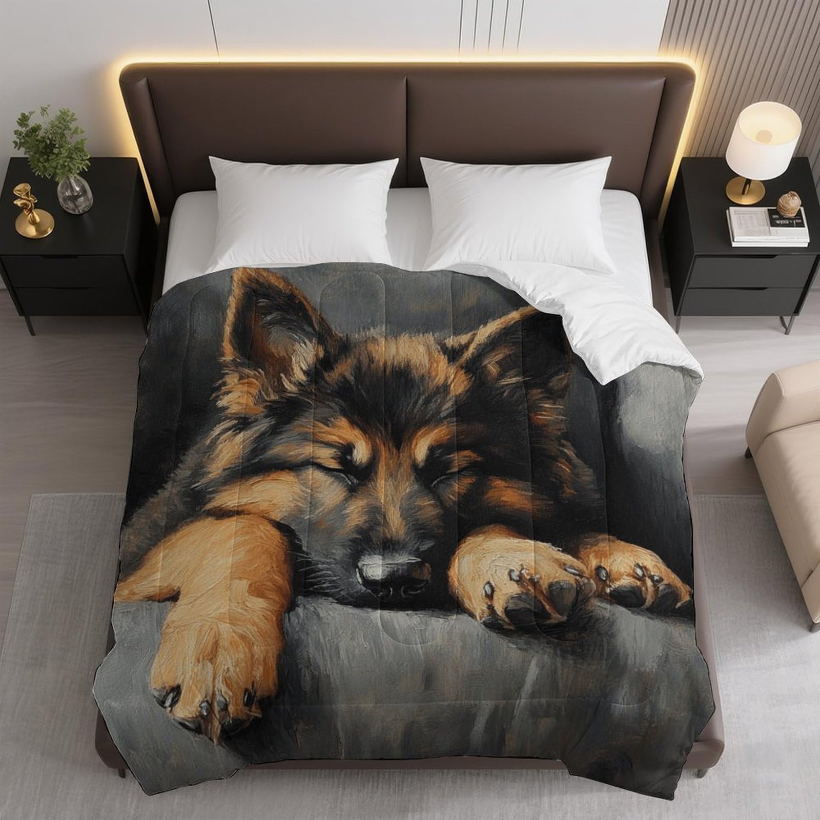 Sleeping Puppy Comforter Bedding Heavy Bed Blanket Soft Warm Fluffy All Seasons Only Quilt 173x218cm