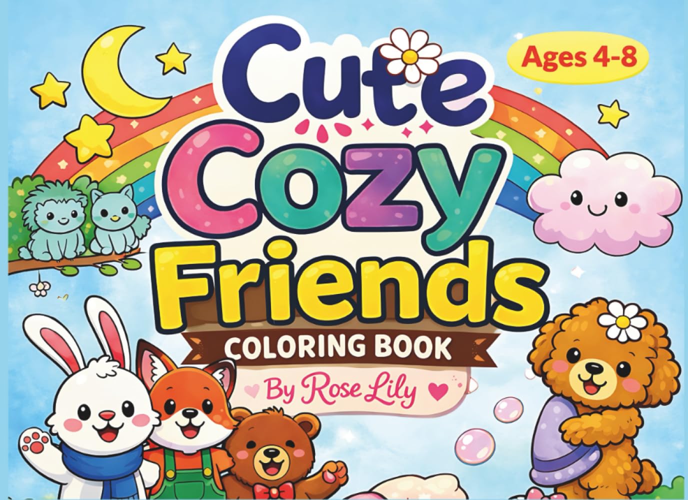 Cute Cozy Friends Coloring Book: Adorable Animal Friends and Cozy Scenes for Relaxation and Creative Fun