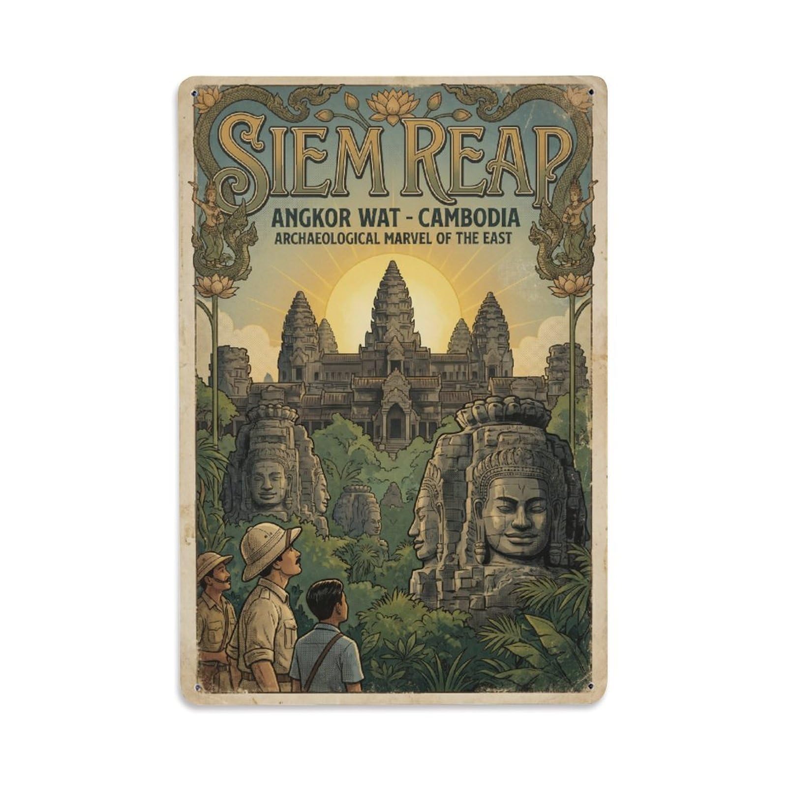 Metal Tin Sign Cambodia Siem Reap Retro Travel