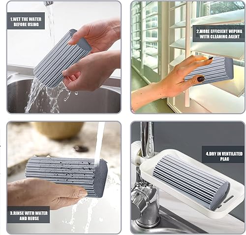 Miniatura 5 de 4 esponjas reutilizables para limpiar y húmedas, plumero de limpieza eficiente para polvo, escombros y manchas, esponja mágica para ventilador de