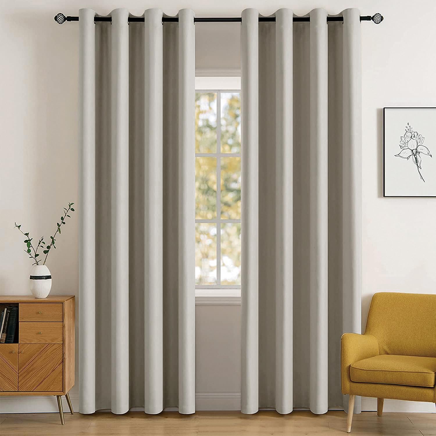 MIULEE Stone Blackout Curtains for Living Room 2 Panel Set, Premium Eyelet Curtains for Bedroom, Thermal Insulated Window Curtain Drapes, Black Out Curtain 90 Drop, Each Panel 46 x 90 Inches — image 1