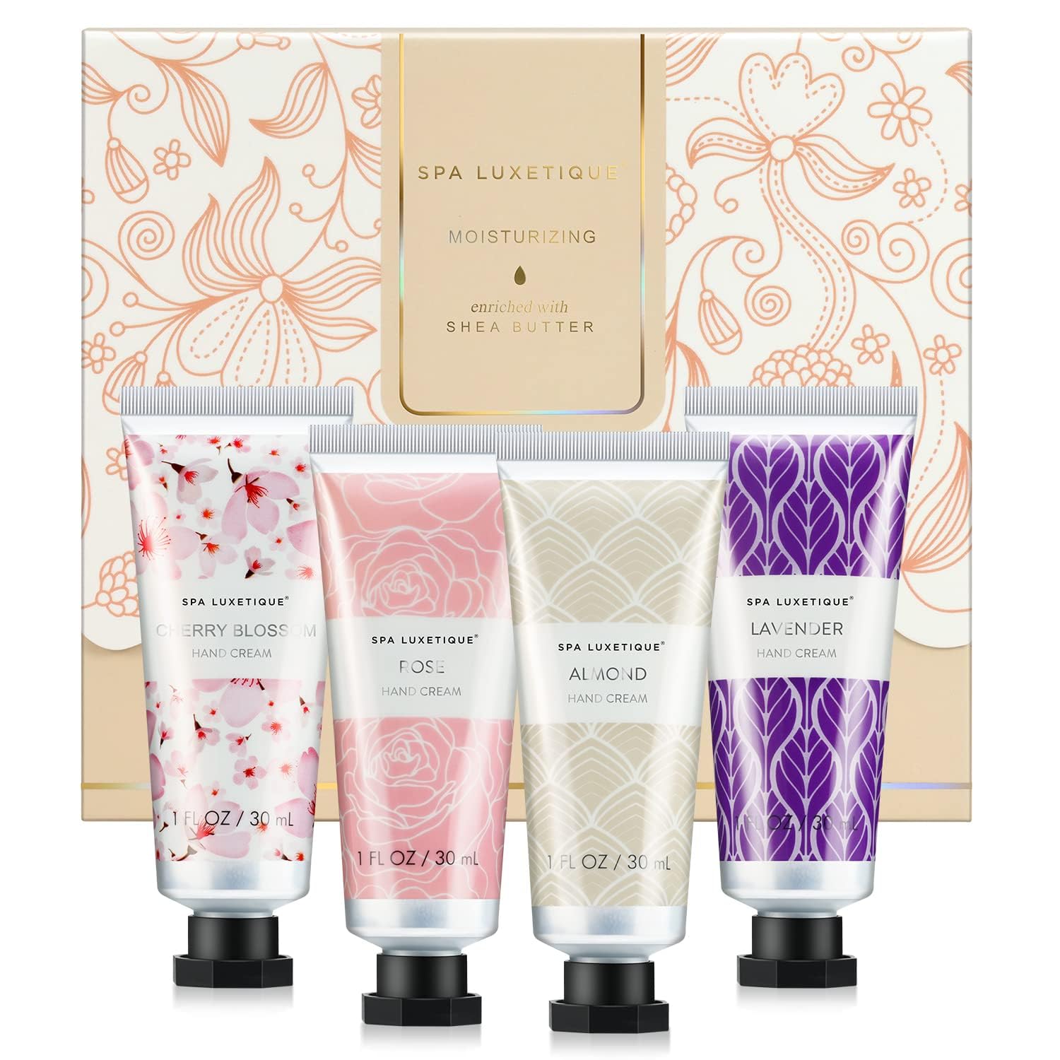 spa luxetique Hand Cream Gift Set, Hand Lotion Travel Size Hand Cream for Women, 4 Pack Shea Butter Mini Moisturizing Lotion Set for Dry Hands, Birthday Gifts for Women, Graduation Gift for Girl