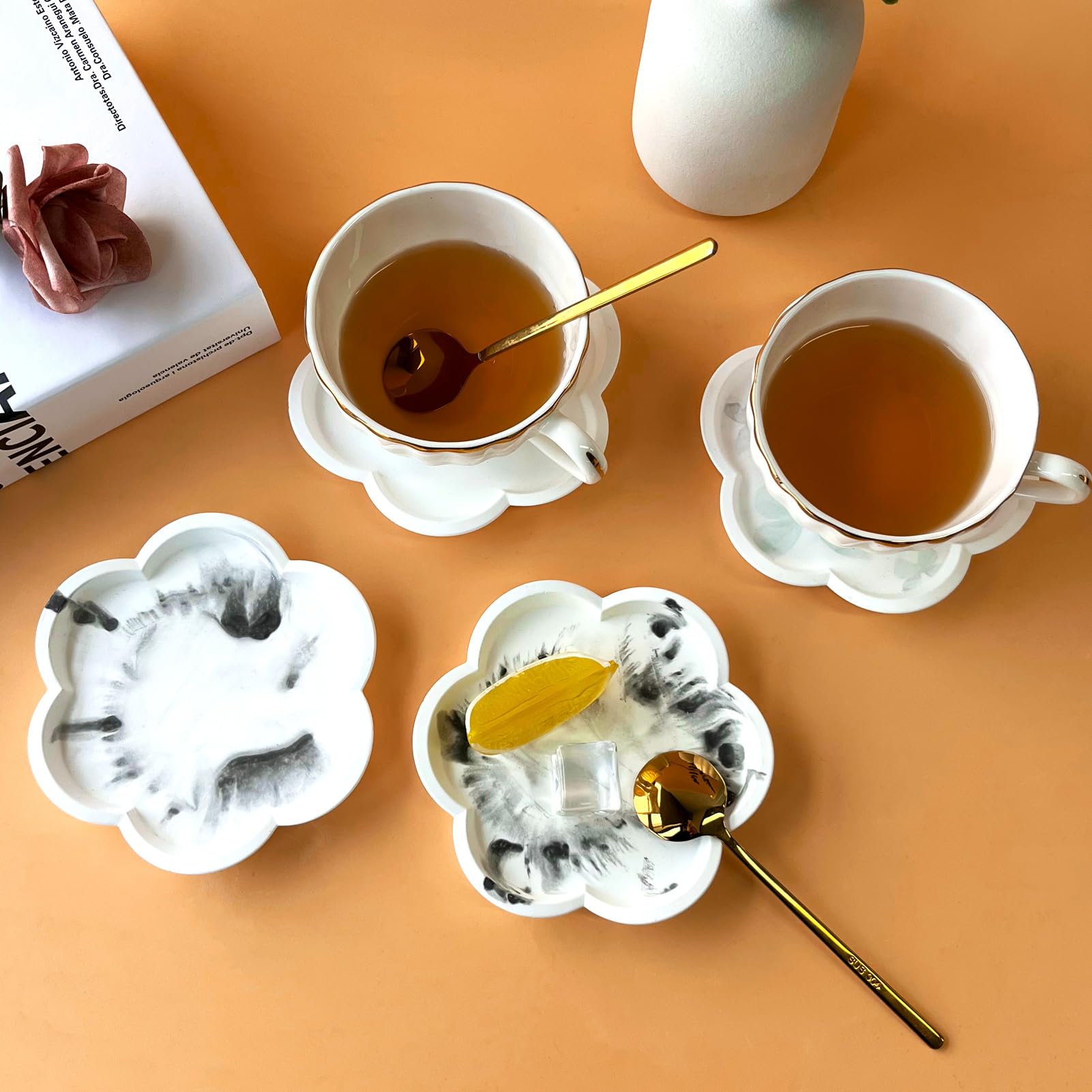 Stampi Per Sottobicchieri In Silicone - 4 Rotondi + 4 Quadrati, Per Resina, Jesmonite, Cemento - Foto 8