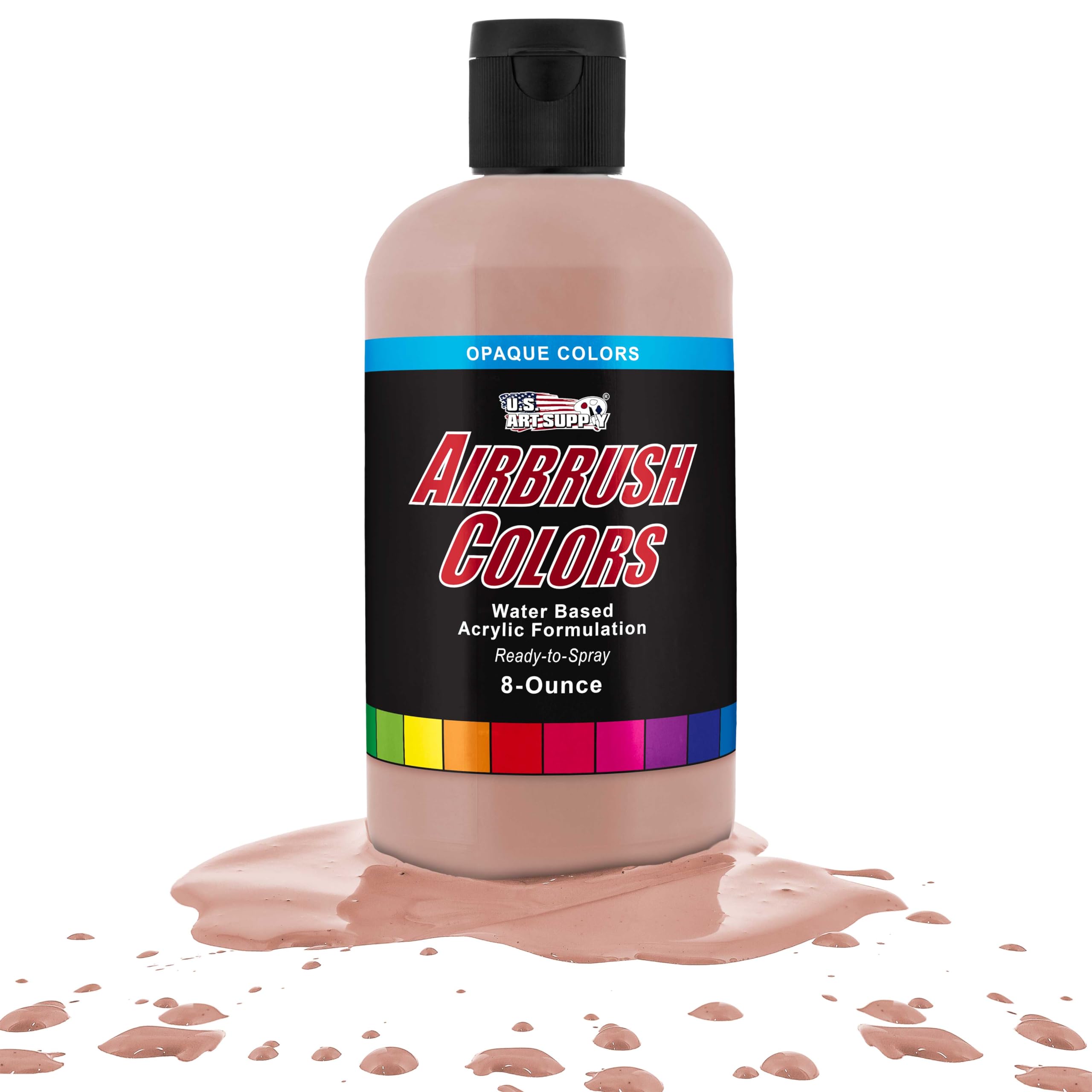 U.S. Art Supply Ready to Spray Light Tan Opaque Airbrush Paint - 8oz Bottle, Professional Grade Non-Toxic Water-Based Colors for Vibrant & Permanent Results
