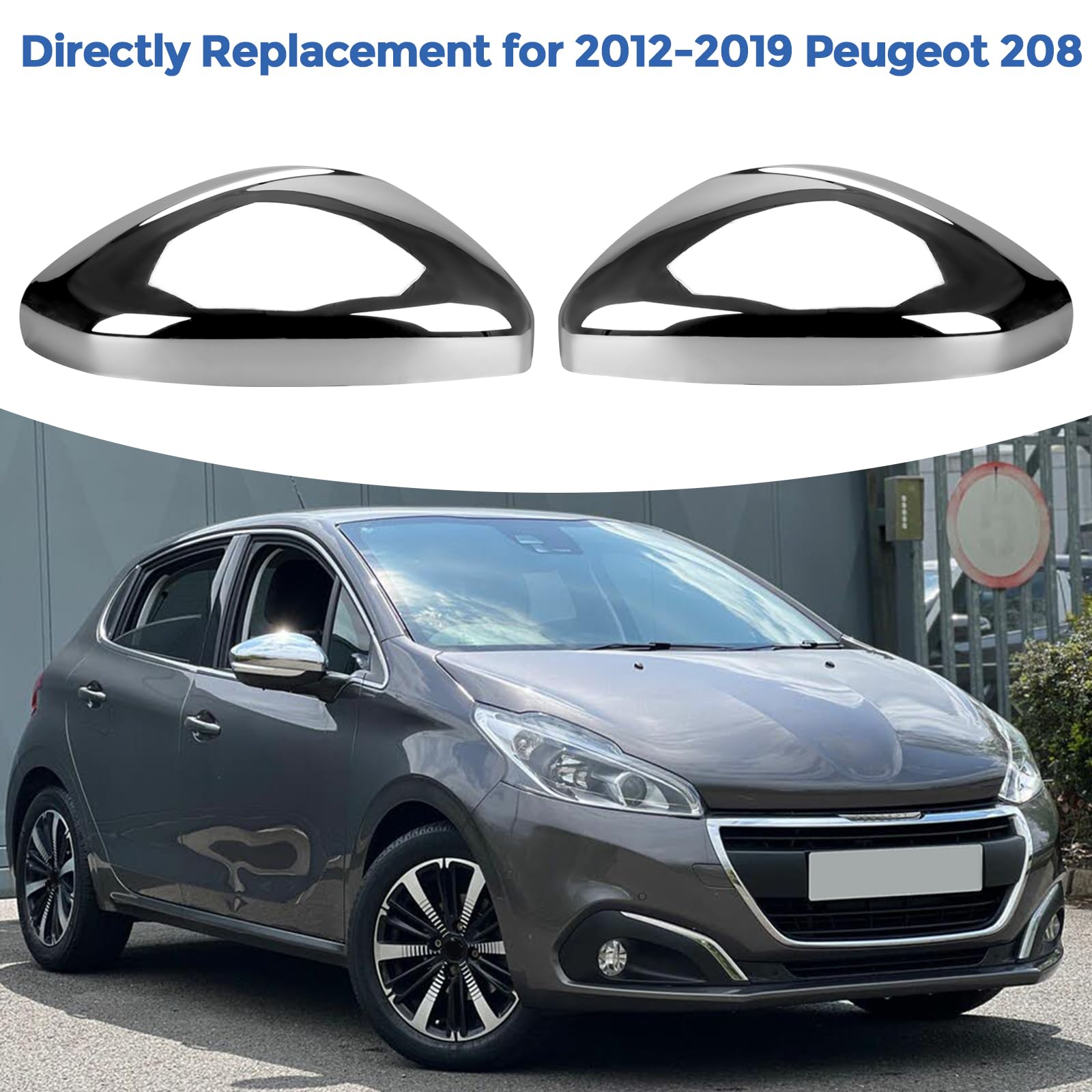 1 paire de coques de rétroviseurs de voiture pour Peugeot 2012-2019 208 2008