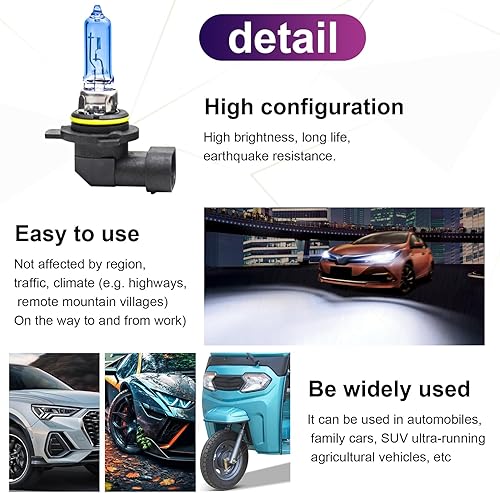 Miniatura 4 de UGSHY 2 piezas de repuesto de bombillas halógenas para iluminación de automóvil, 12 V de vidrio de cuarzo impermeable para vehículos, accesorios de