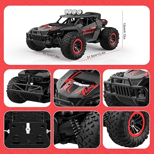 Miniatura 6 de Coche de control remoto 116 Camión de control remoto 2WD de alta velocidad 15.5 mih Todo Terreno Off-Road RC Car 2.4Ghz Monster Truck Dos baterías