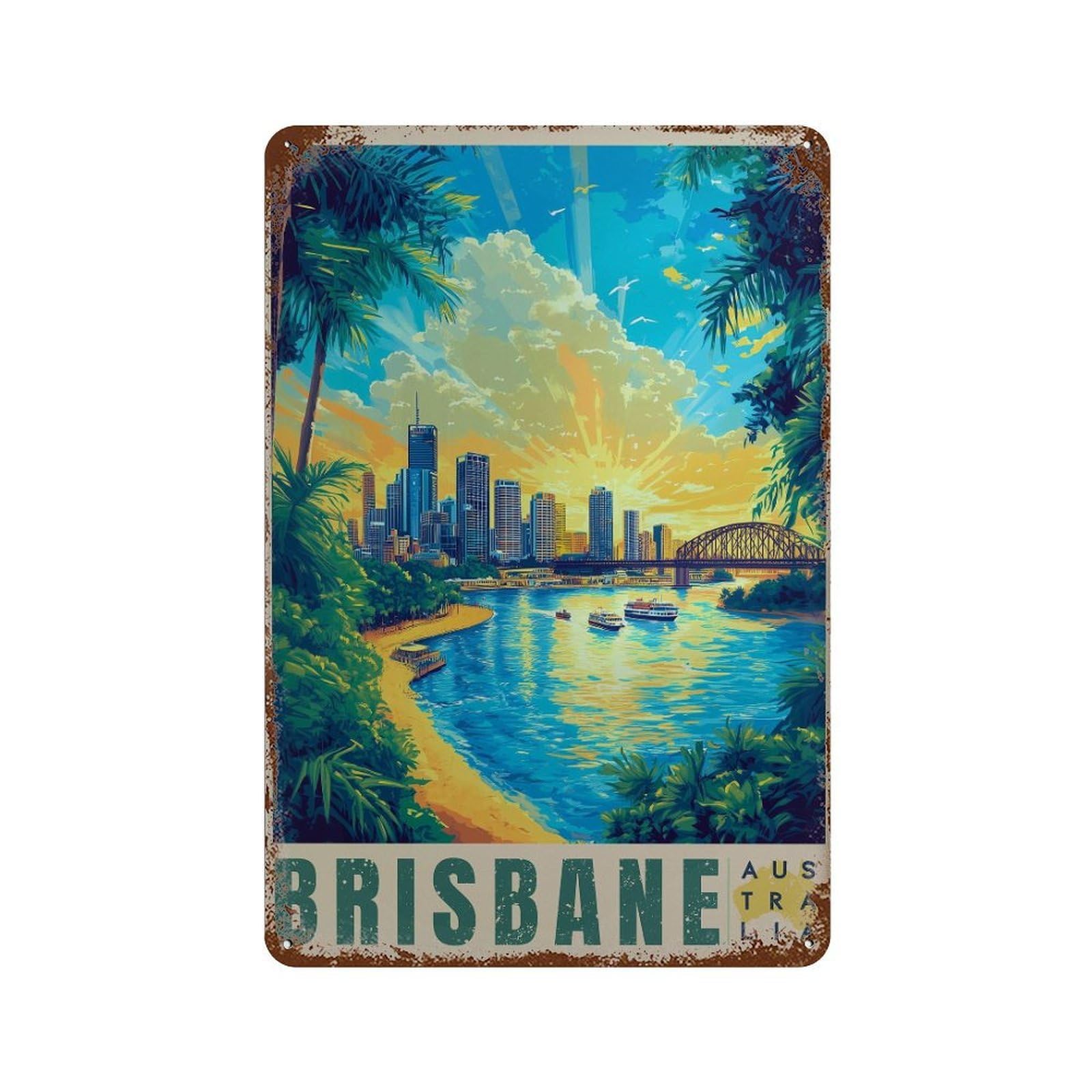 xiaoxiaoshen Brisbane Australia Travel Home & Office Decor (2) Wall Decor Art Metal Tin Poster Modern Home Decor Art Home Bar Shop Decorations Vintage Sign 30x20cm