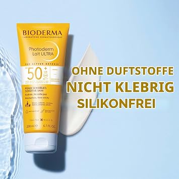 BIODERMA Photoderm Lait Ultra SPF50+ Sun Cream with Very High Protection - Water Sand and Sweat Resistant - Sensitive Skin - Recommended by Dermatologists - Tube 200 ml