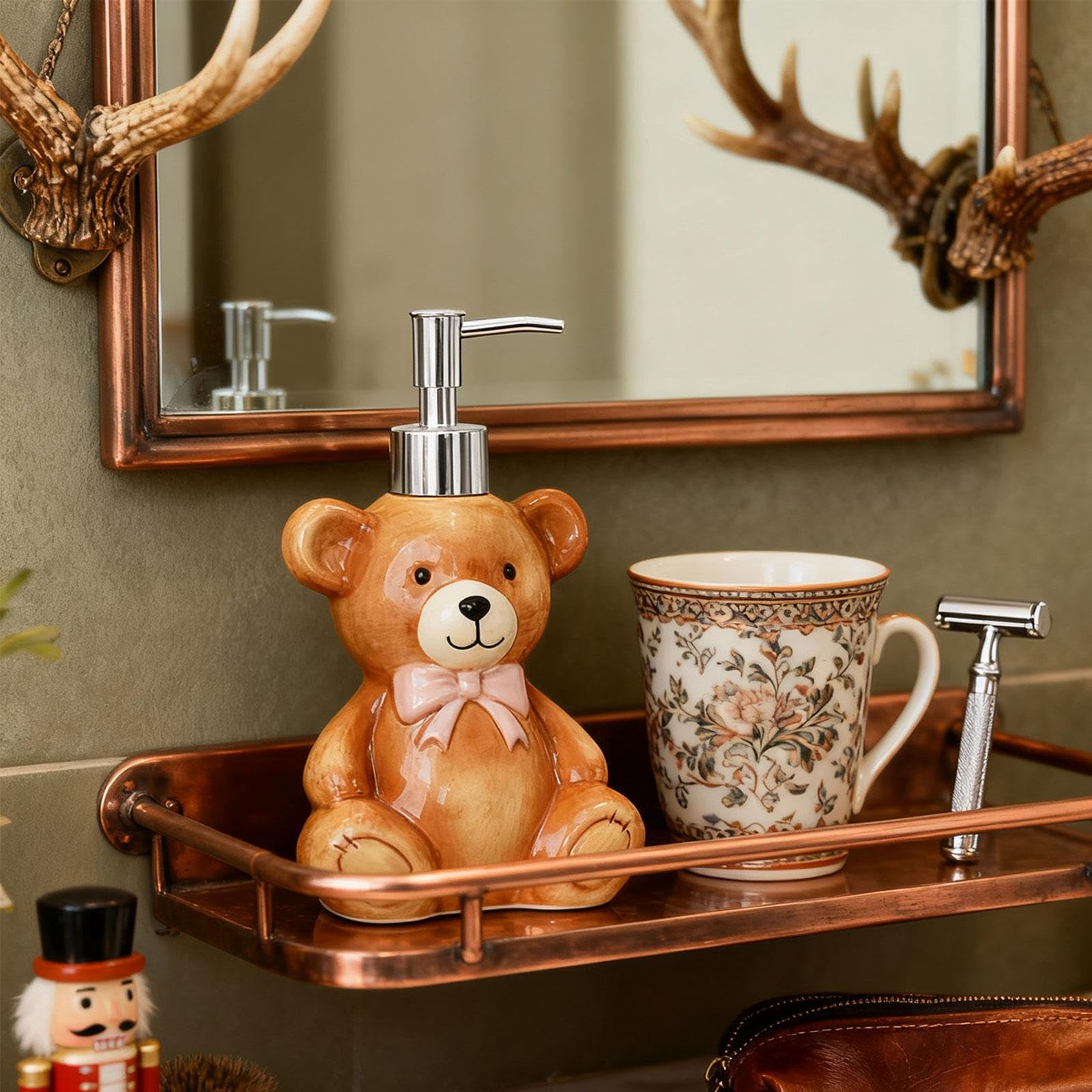 Dispenser di Sapone per Le Mani con Pompa, flacone con Pompa Ricaricabile Vuoto, flacone di lozione per Bambini con Simpatici Cartoni Animati per, Orso