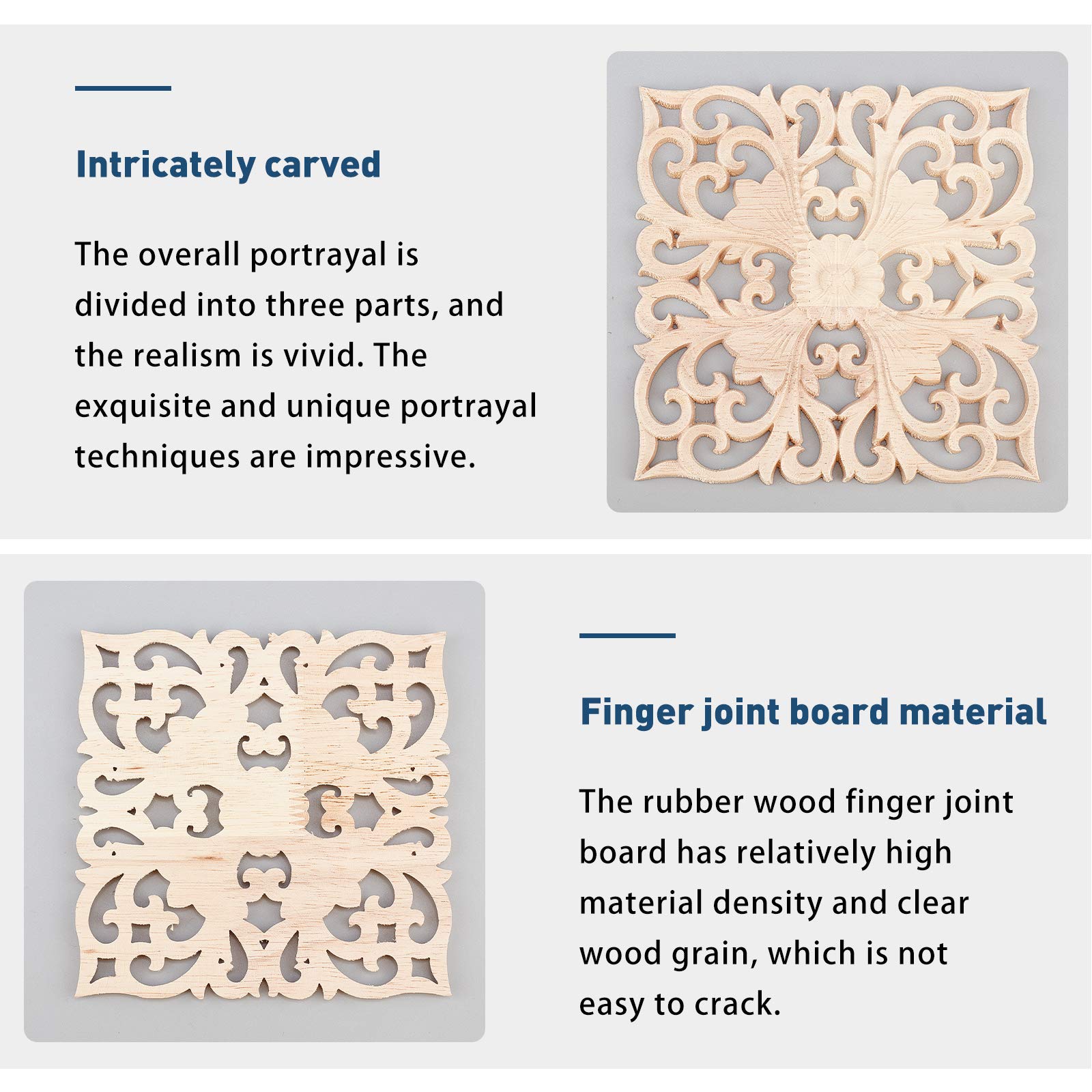 2 Applique In Legno Intagliato 160x60mm - Decorazioni Rettangolari Per Mobili E Porte - Foto 3