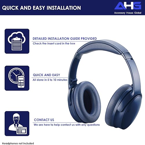 Miniatura 7 de AHG Accessory House Global QC Almohadillas de repuesto compatibles con auriculares inalámbricos Bose QuietComfort 35 II / QC35, QCSE, QCSC y QC45