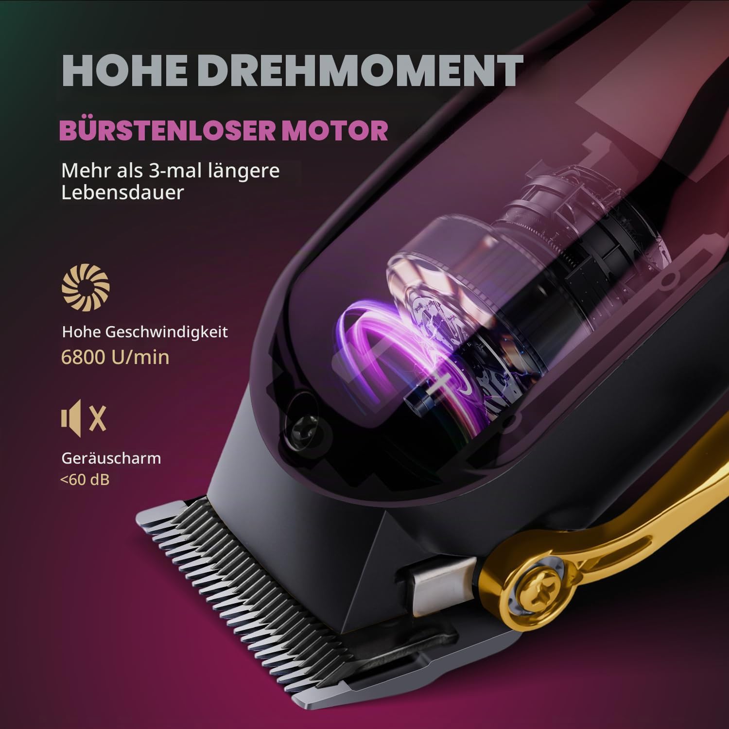 SUPRENT PRO Professionelle Haarschneidemaschine für Männer – Premium-Friseur-Haarschneidemaschine mit DLC-beschichteter Klinge und bürstenlosem Motor – Geschenk für Männer (Rot)