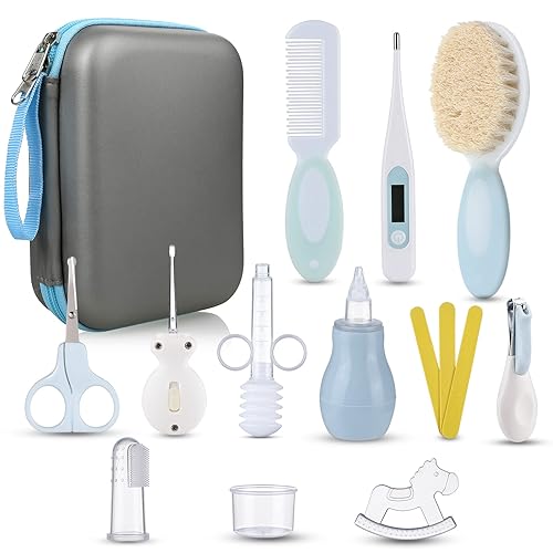 Lictin Kit de aseo para bebé 15 piezas kit de cuidado de la salud del bebé kit de viaje portátil cortador de seguridad para bebé kit de uñas para