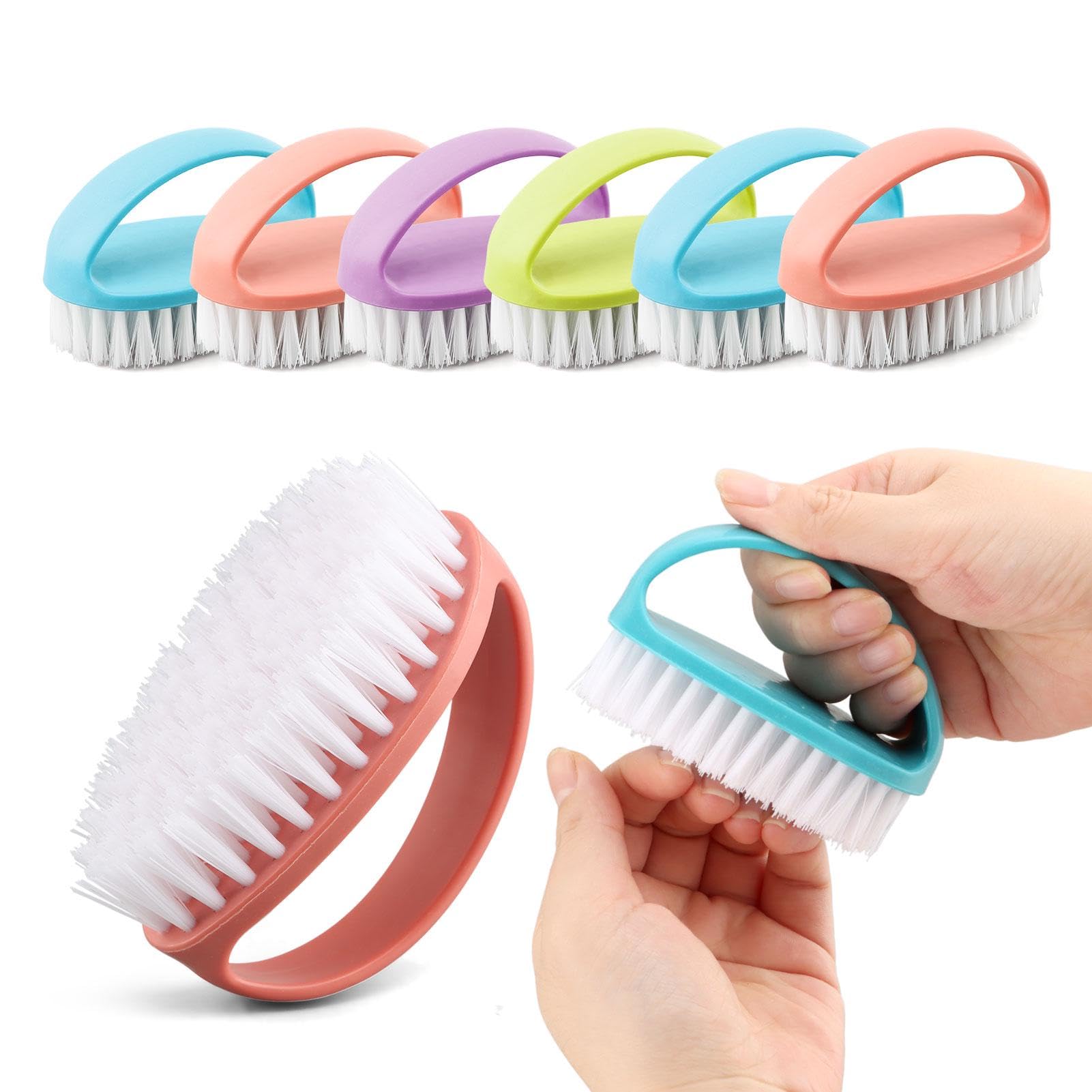 6 Pcs Hand Nail Brushes,Heavy Duty Nail Scrubbing Brush for Cleaning Nails & Toes,Stiff Bristles Deep Clean Brush for Mechanics Gardeners