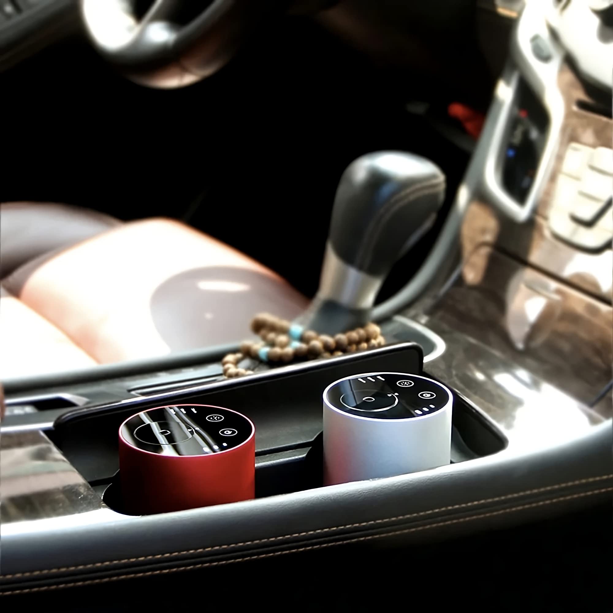 Ambientador Coche ESSENGO con Aceites Esenciales - Sin Agua, ni Cables, Incluye 2 aceites de 10ml de Limón y Eucalipto