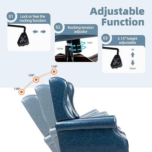 Miniatura 5 de ECOTOUGE Silla de oficina copetuda, silla de escritorio ejecutiva de piel sintética con respaldo alto y ribete de cabeza de clavos, silla ergonómica