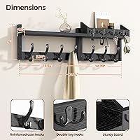 Vista 3 de Evermagin 29" Coat Rack Wall Mount with Shelf, 4 in 1 Coat and Key Hanger with 11 Metal Hooks, Entryway Wall Mounted Shelf with Mail Holder for