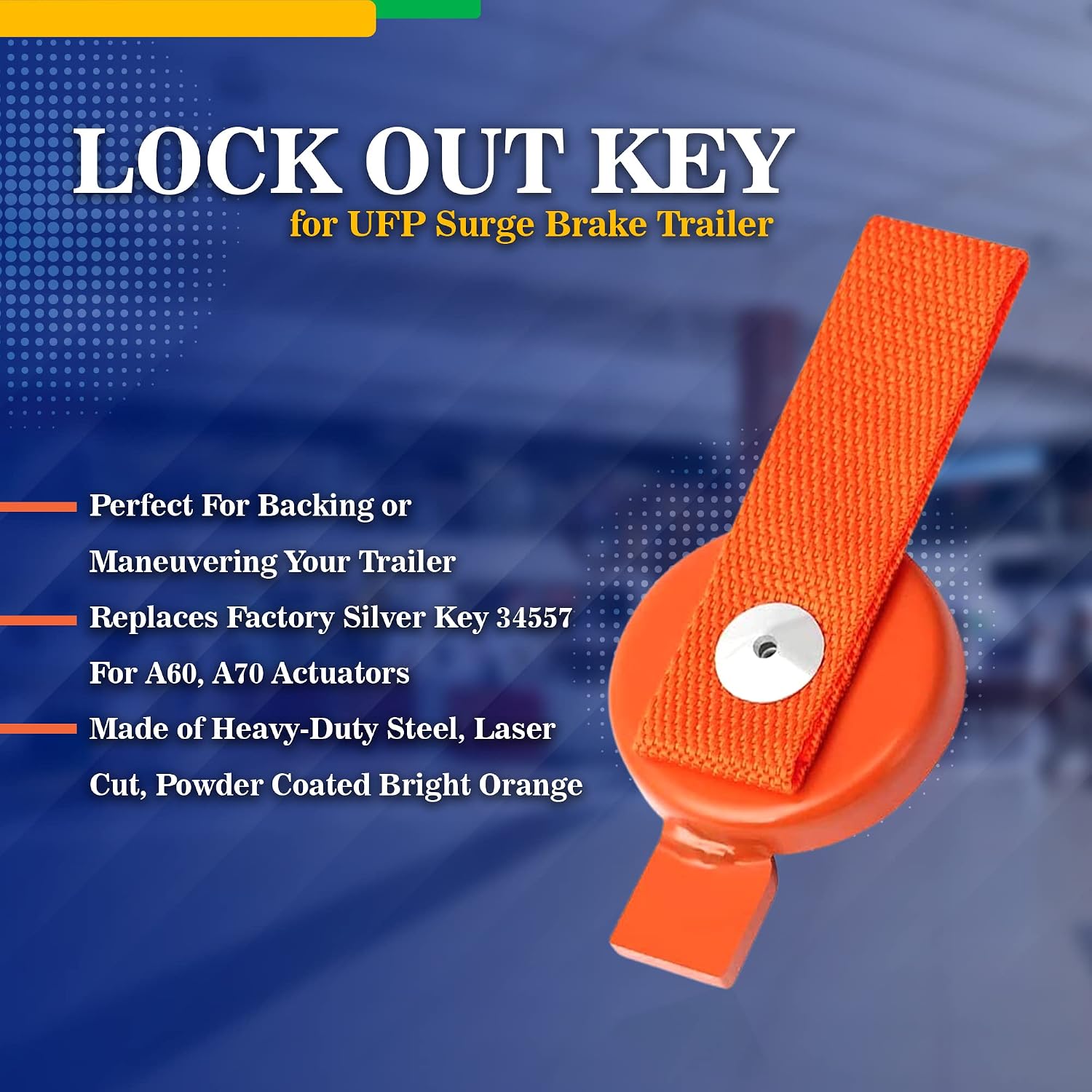 Gadget Beyond Surge Brake Lockout Key, Lock Out Key for UFP Surge Brake Trailer - Magnetic with Heavy Duty Strap - Side Brake Lockout Bracket Compatible with - A-60, A-70, A-75, A-84