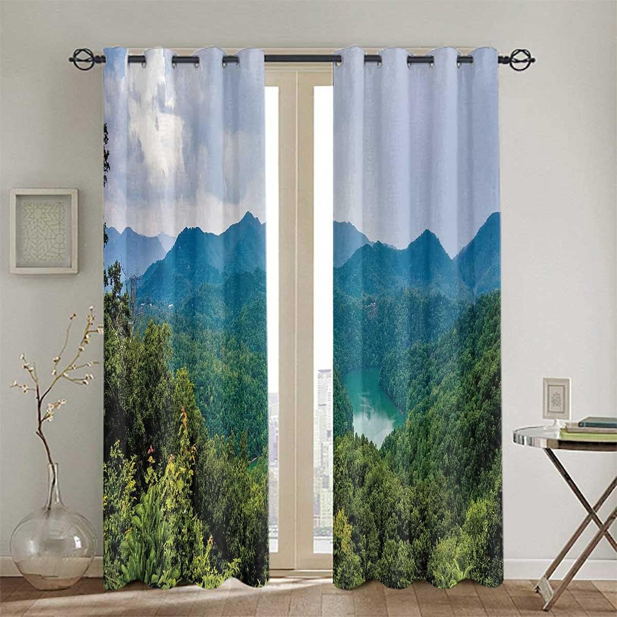 Blackout Grommet Window Curtains for Bedroom Living Room Aerial Scenery Photo Light Blocking Drapes with Grommet for Bedroom Living Room 63 x 72 Inch