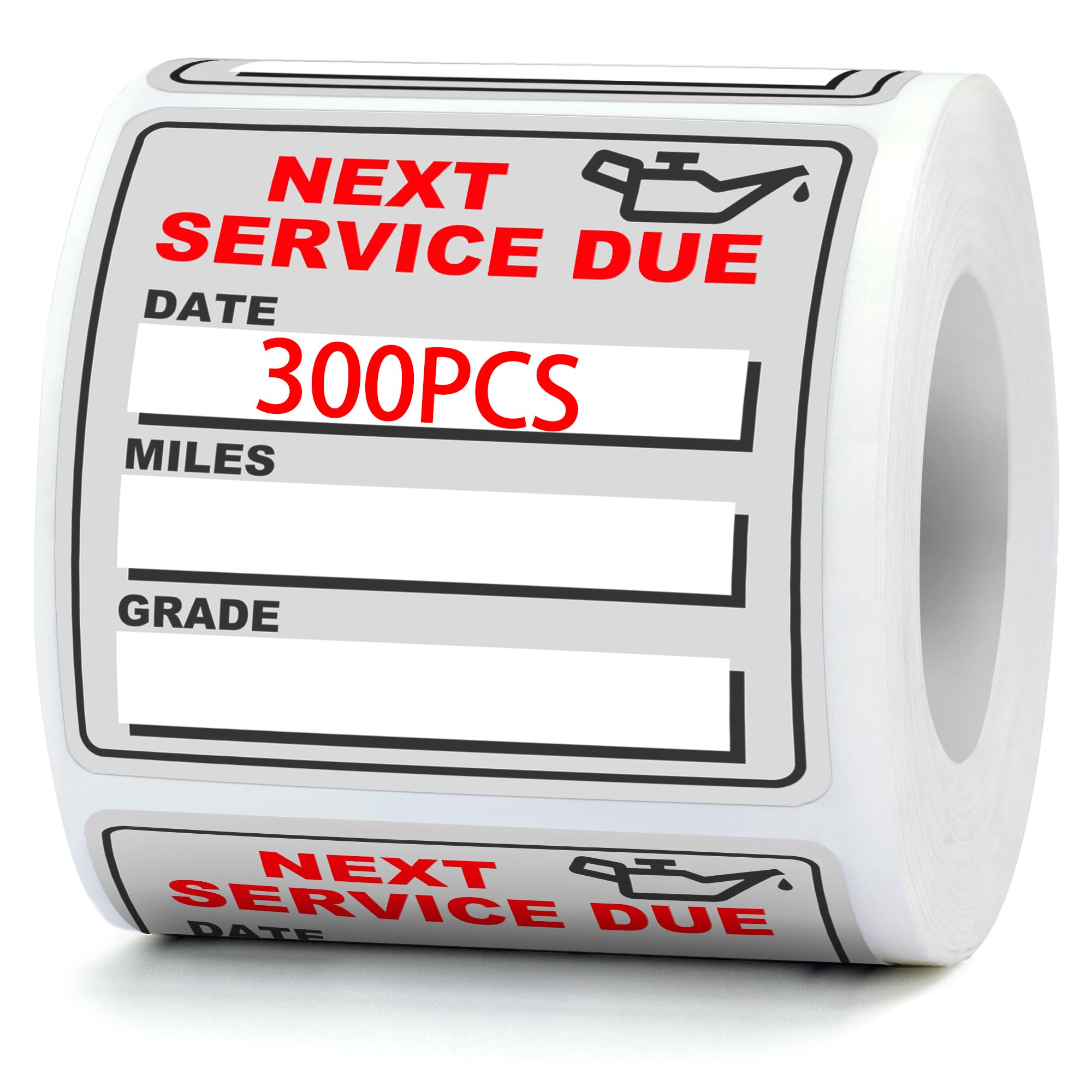 for Oil Change Stickers Vinyl 300 Pcs 2”x 2” Service Black Stickers, Next Service Due Reminder Sticker Labels, Easy to Write on, Easy to Peel with No