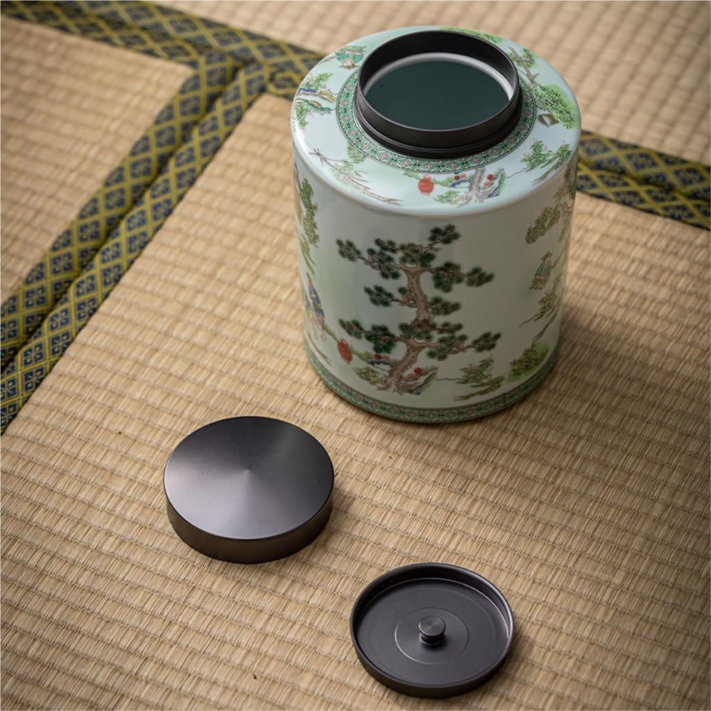 SONGCHAO Sugar Jar Chinese Retro Tea Storage Container Jar Ceramic Storage Sealed Jar Double Lid Empty Jar Kitchen Food Storage Jar Tea Canister (Color : A)