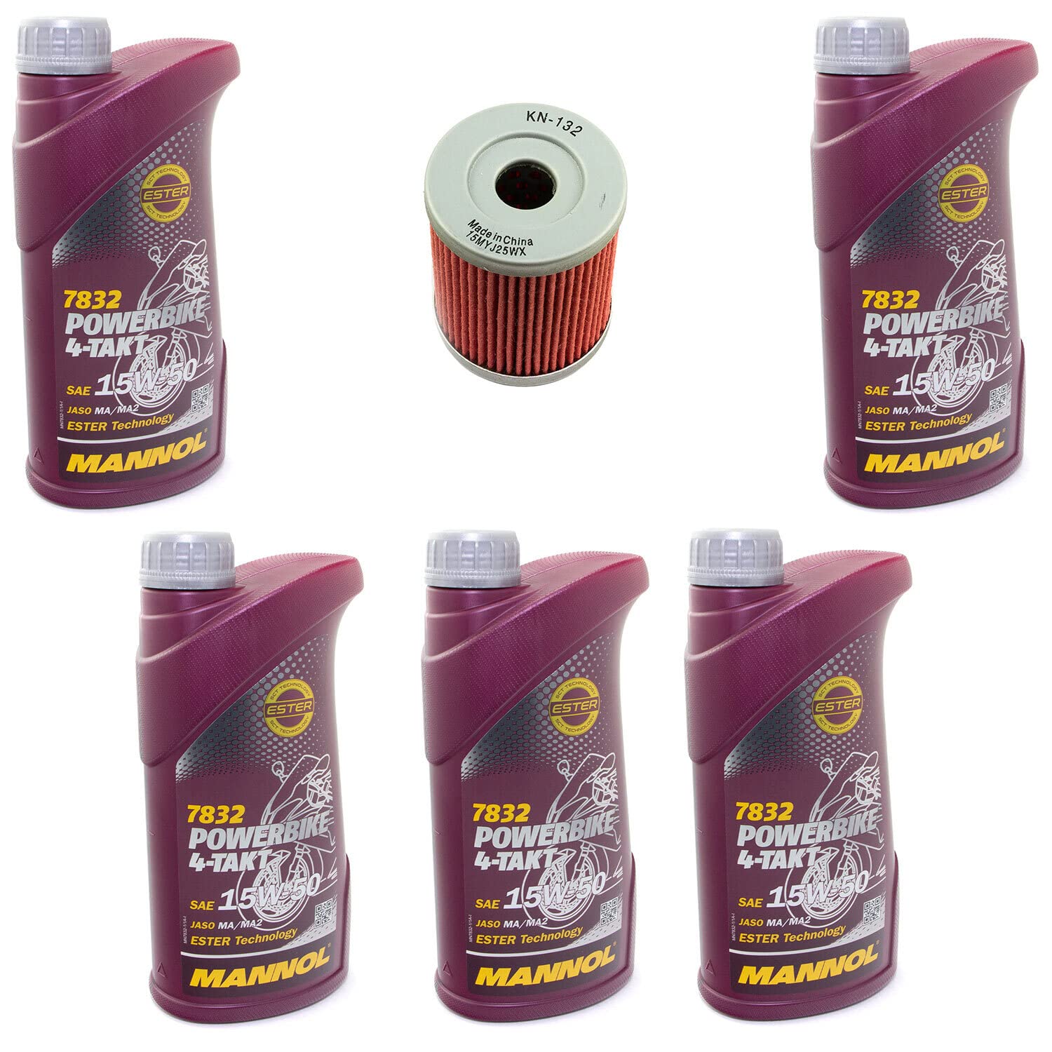 Motoröl Set 15W50 5 Liter + Ölfilter KN132 für Beta