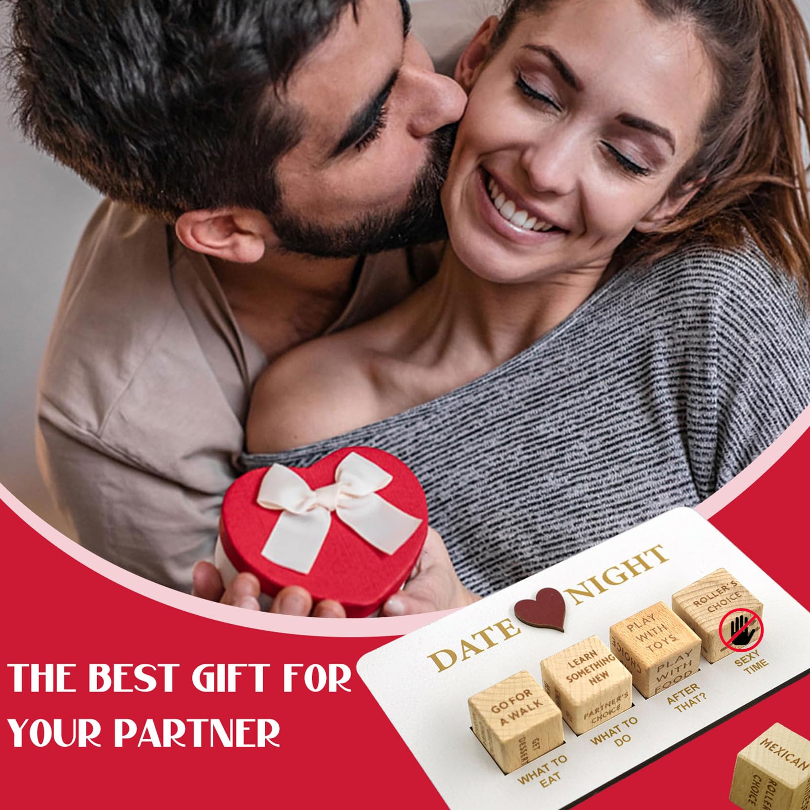 Date Night Cube – 5 Dés En Bois Pour Idées De Rendez-Vous – Cadeau Romantique Saint-Valentin Ou Anniversaire – Sac Noir Inclus