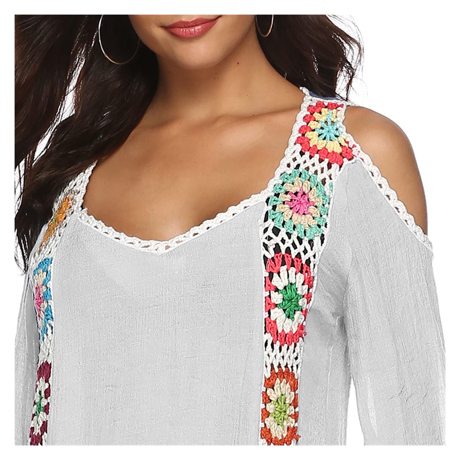 ZZSRJ Vestido de Playa de Damas Encubrimiento de Crochet Traje de baño Cubierta de túnica natada de natación Ropa de natación fit Damas túnica (Color : Yellow Cover up, tamaño : One Size)