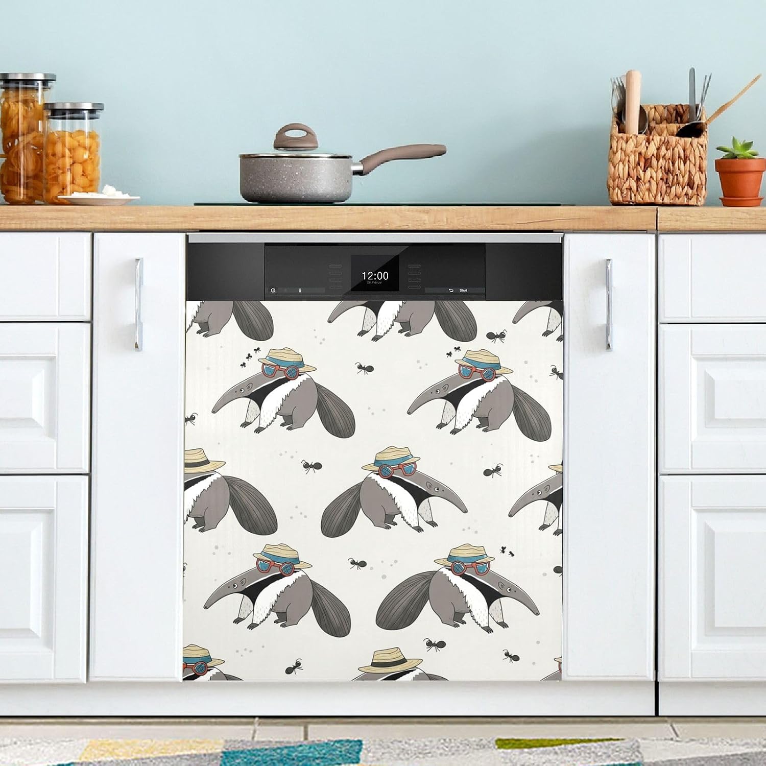 QUGRL Cowboy Boots Cacti Hearts Horseshoes Pattern Dishwasher Magnet Cover Front Door Decorative Refrigerator Covers Magnetic Sheet Sticker Wash Machine Fridge Panel Decal for Kitchen Appliance 23x26