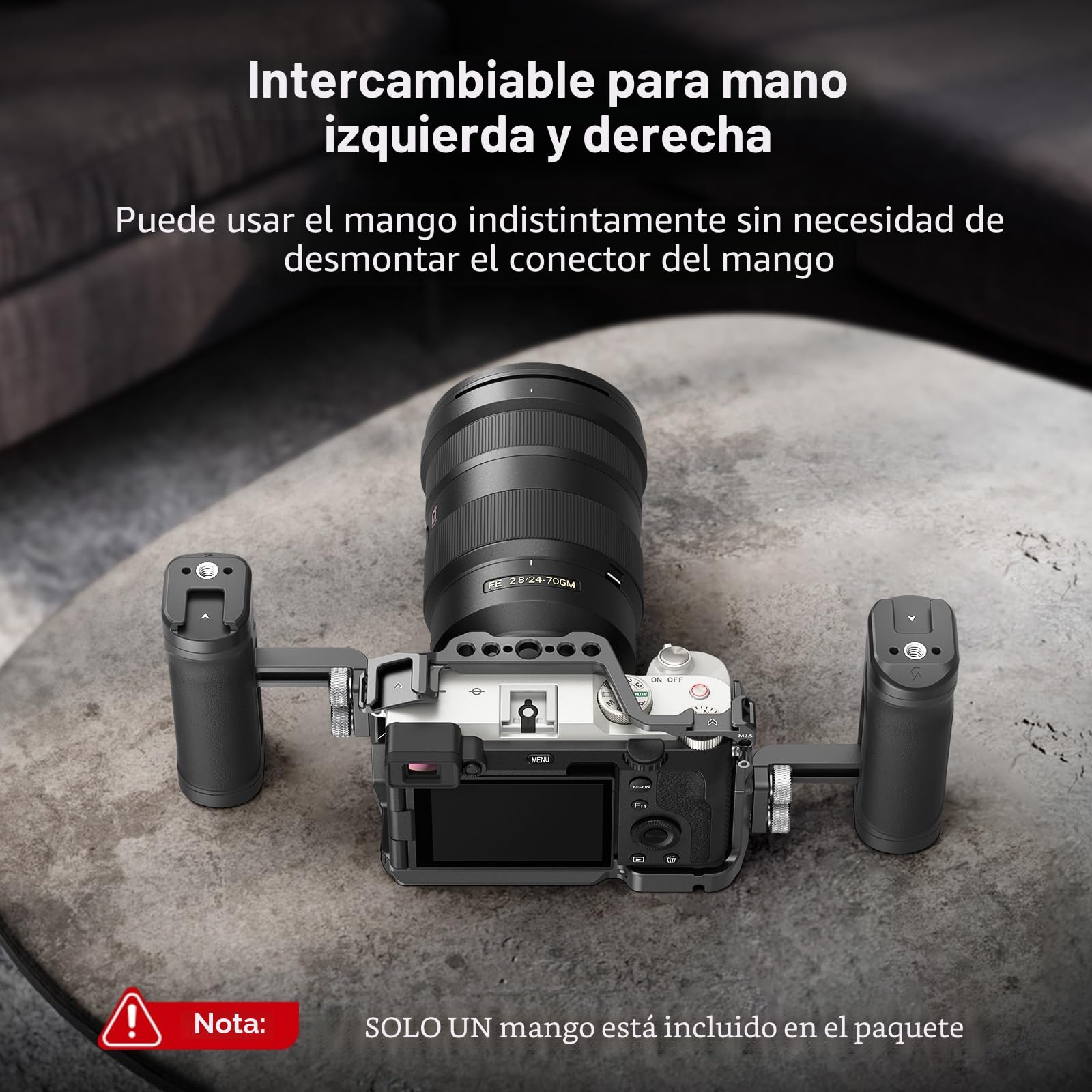 SMALLRIG Mini Manija Lateral para Orificios Roscados de 1/4"-20, Manija Portátil para Cámara para Mano Izquierda o Derecha, Cámara con Zapata Fría Incorporada y Orificio Roscado - 4755