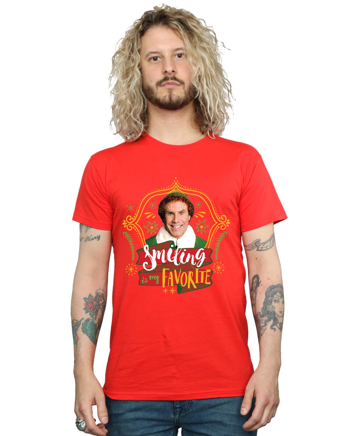 Elf Men's Buddy Smiling T-Shirt Medium Red