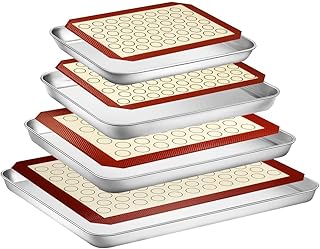 Baking Sheet with Silicone Mat Set, Set of 8 (4 Sheets + 4 Mats), Stainl...