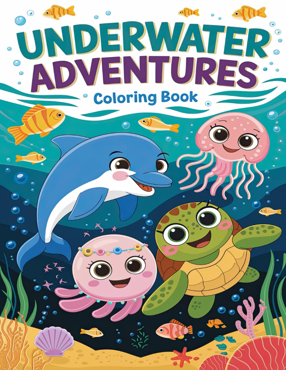 Underwater Adventures Coloring Book: Relaxing Sea Creature Art with Inspirational Quotes
