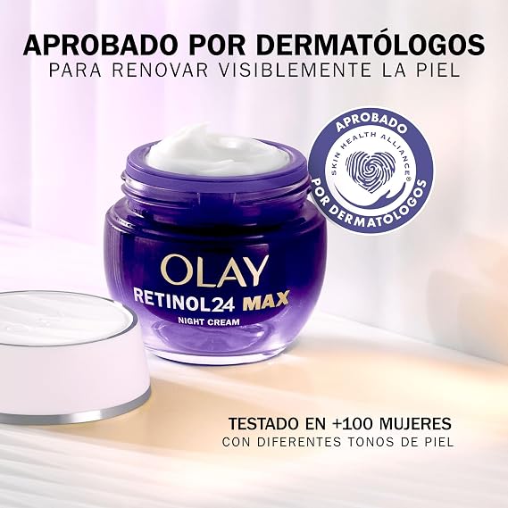 Olay Retinol 24 MAX* Moisturising Night Cream for the Face, Skin Care with Vitamin E, Antioxidant, +40% Glycerine, Well-Aging Night Skin Care: Smoothing, Renews and Moisturises