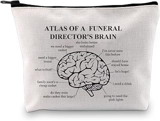 G2TUP Funeral Director Gift Atlas of A Funeral Director’s Brain Makeup Bag Mortician Corpse Cosmetic Bag Last Responder Gift Mortician Zipper Travel Bag (Atlas of A Funeral White)