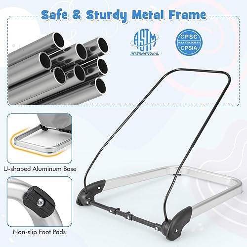 Miniatura 31 de BABY JOY Gorila para bebé, asiento plegable para bebé con arnés de seguridad de 5 puntos, funda de tela extraíble y 3 colgantes de felpa, gorila