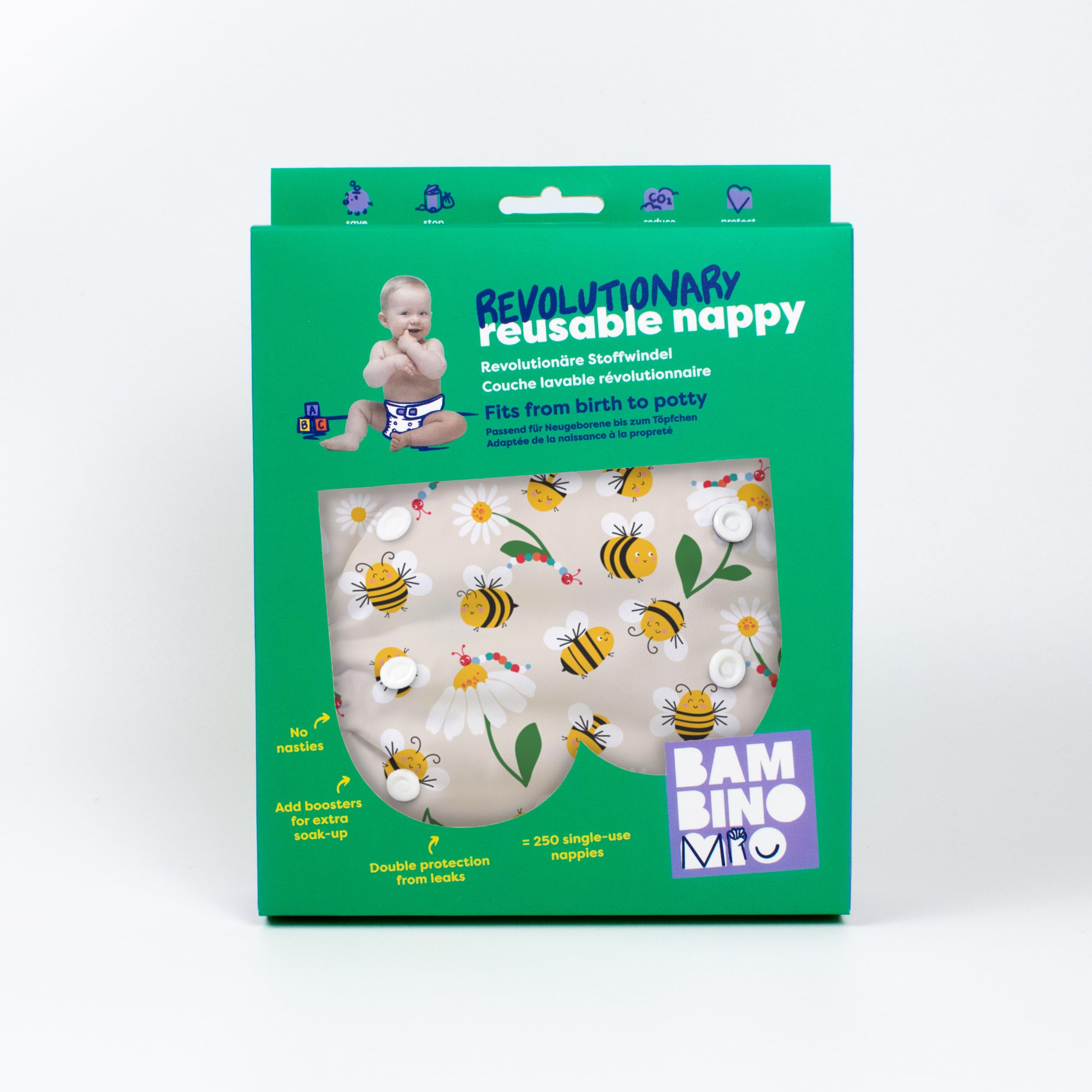 Bambino Mio Rivoluzionario Pannolino di Stoffa Riutilizzabile Eco Sostenibile Lavabile